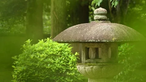 Japanese Stone Lantern Stock Footage 154355875