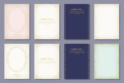 Japanese style cloud pattern frame postcard set. Stock Illustration