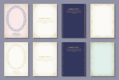 Japanese style cloud pattern frame postcard set. Stock Illustration