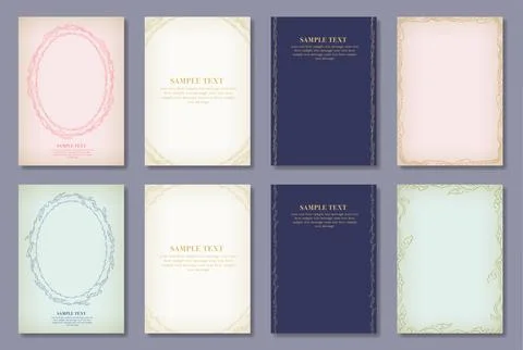 Japanese style cloud pattern frame postcard set. イラスト素材