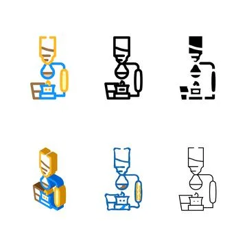 Japanese style coffee machine multistyle color icon vector Stock Illustration