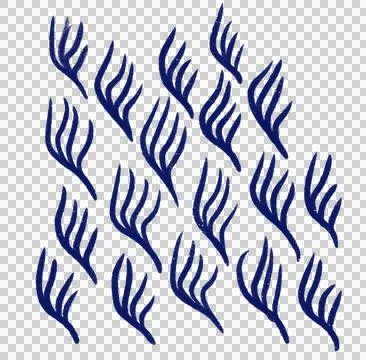 Japanese style doodle pattern decoration element drawing blue and gold color  Stock Illustration