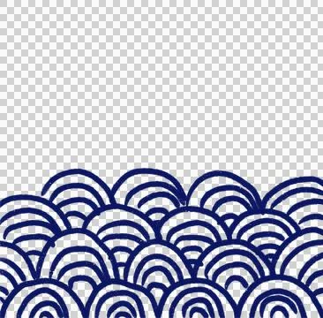 Japanese style doodle pattern decoration element drawing blue and gold color  스톡 일러스트