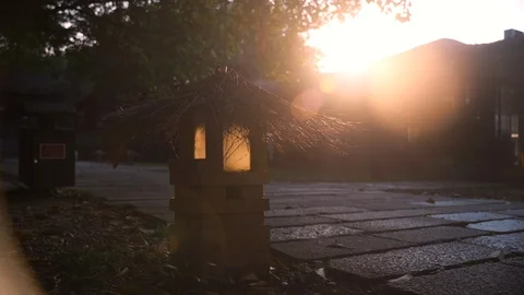 Japanese style garden lamp Stock Footage