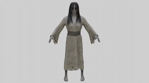 Japanese Style Ghost Woman With PBR Materials And Multiple Skins 3D Model