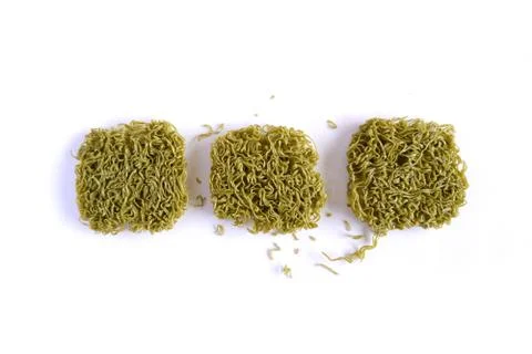 Japanese style green noodle vegetable Yummy on white background Stock Photos