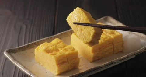 Japanese style omelet Stock Footage 152198003