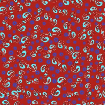 Japanese style seamless pattern on red background. Stock Illustration