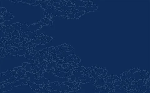 Japanese style touch navy cloud background. Stock Illustration