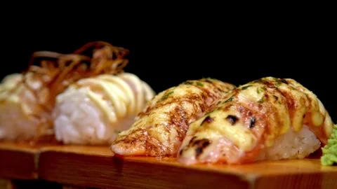 Japanese sushi display Stock Footage 270215347