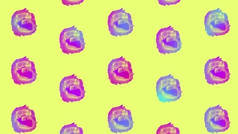 Japanese sushi rolls pattern in vibrant gradient holographic neon colors Video stock 167486866