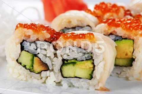Japanese sushi rolls Stock Photos