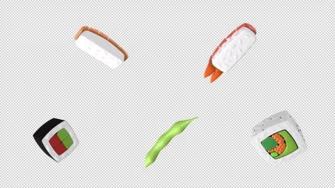 Japanese sushi sprite element loop with alpha. These looping elements with an Stock Footage 302973854