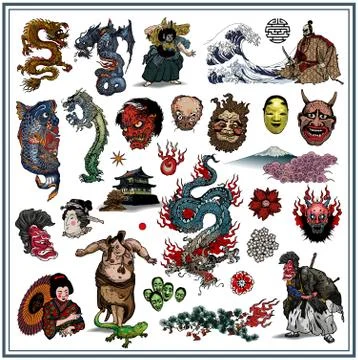 Japanese tattoos Illustrazione stock