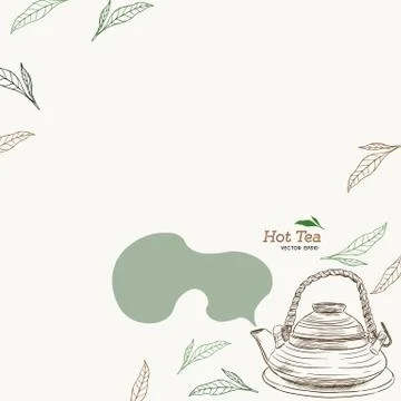 Japanese tea kettle engraved. Stock Illustration
