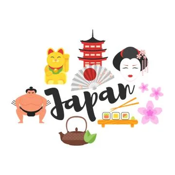 Japanese traditional objects. Stock Illustration