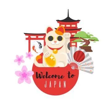 Japanese traditional objects. Stock Illustration