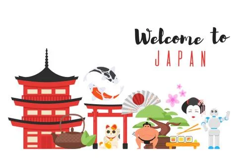 Japanese traditional objects. Stock Illustration