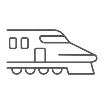 Japanese train thin line icon, asian and railroad, bullet train sign, vector Stock Illustration