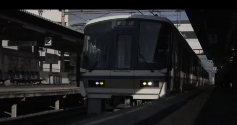 Japanese training arriving Stock Footage 87138596