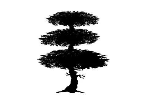 Japanese tree concept vector icon, crown pruning tree. Asian style Illustrazione stock