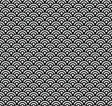 Japanese vector pattern, Asian wave background. 스톡 일러스트