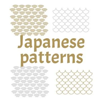 Japanese vector patterns set Illustrazione stock
