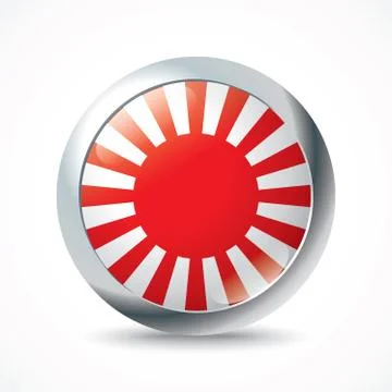 Japanese War flag button Stock Illustration