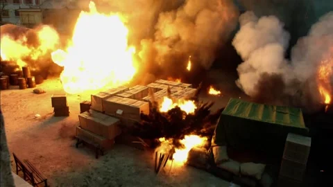 The Japanese warehouse explosion Video stock 235271228