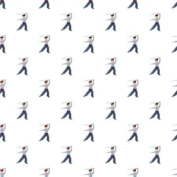 Japanese warrior in combat stance pattern Stock Illustration