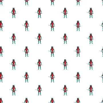 Japanese warrior samurai pattern with red armor Illustrazione stock