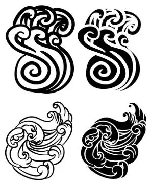 Japanese waves illustration for doodle art design. Stock Illustration