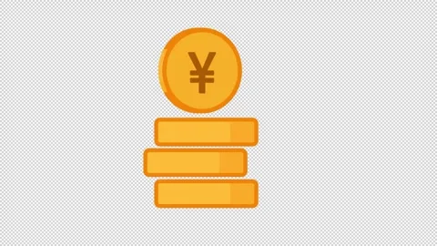 Japanese Yen Coin Stack Stock Footage 345613151