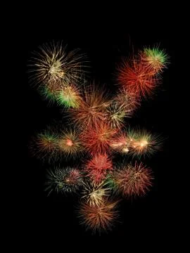 Japanese yen fireworks Stock Illustration
