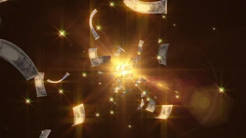 Japanese yen note particle light glow animation Video stock 147596176