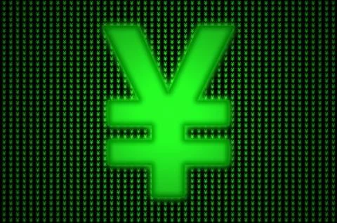 Japanese yen symbol binary code background Stock Illustration