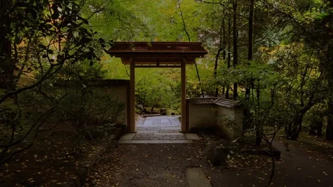 Japense Garden Gate Approach Video stock 105074341