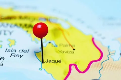 Jaque pinned on a map of Panama Stock Photos