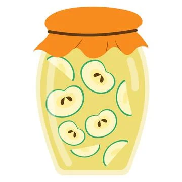 Jar with apple compote, vector isolated on a white background Stock Illustration