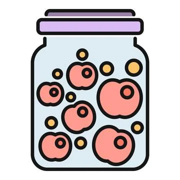 Jar with apples fruit preserve canning icon Stock Illustration