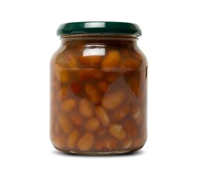 Jar of beans with clipping path Foto stock