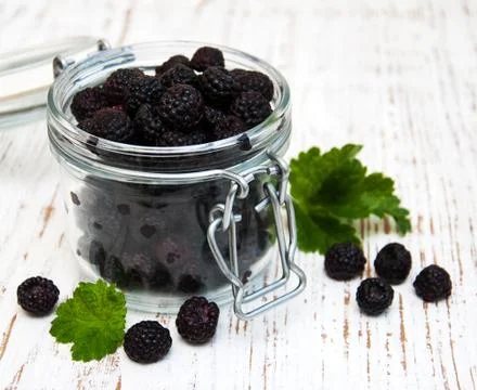 Jar with Blackberries Stock Photos