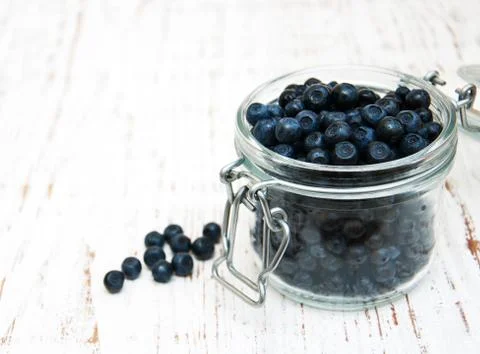 Jar with Blueberries Stock Photos