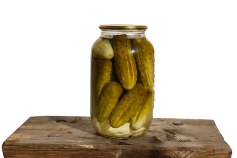Jar of canned cucumbers Stock Photos