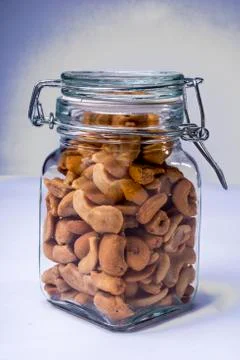 Jar of cashews Stock Photos