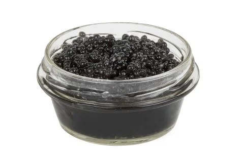 Jar of caviar on a white background Foto stock