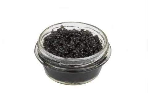 Jar of caviar on a white background Stock Photos