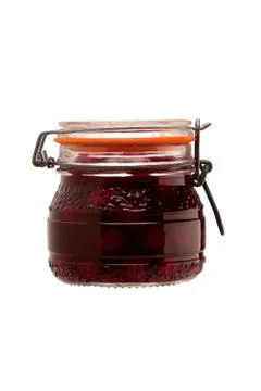 Jar of cherries Stock Photos