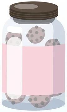 Jar of chocolate chip cookies inside. Container for storing biscuits in kitchen Stock Illustration