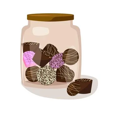 Jar of chocolates on a white background Stock Illustration